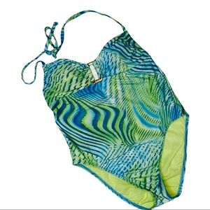 Vibrant St. John Halter One Piece Swim Suit SZ 10